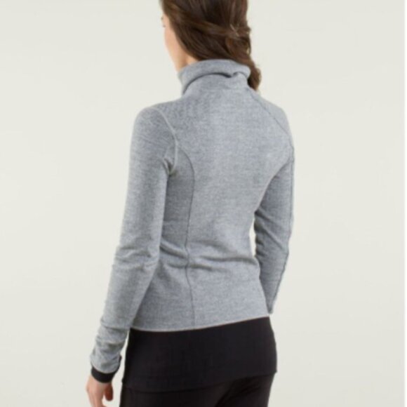 Lululemon Nice Asana Jacket Yoga Gray White Black Heathered Herringbone Size 8 - Picture 3 of 16